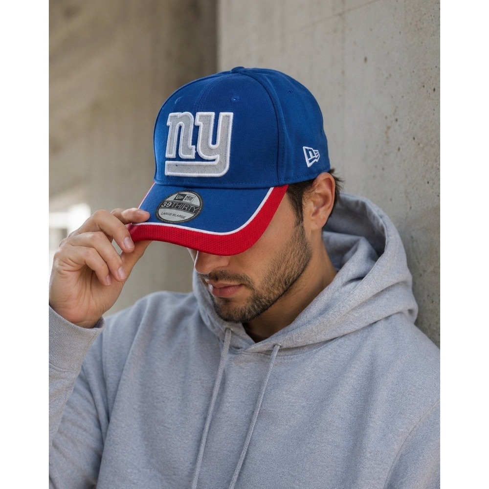 New Era NY Giants 39THIRTY Stretch Fit Hat Blue Red L/XL New